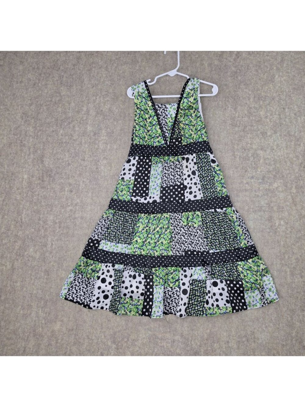 Vanilla Crème Girls Patchwork Sundress Green/Black/White Fit & Flare Size 8